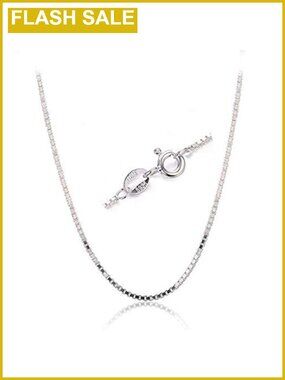0.8mm Sterling Silver Box Chain Necklace 22 inch Delicate Italian Style